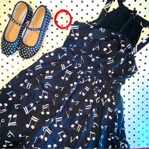 Lindy Bop Carmella Dress Sz L UK14 US 10 Music Notes